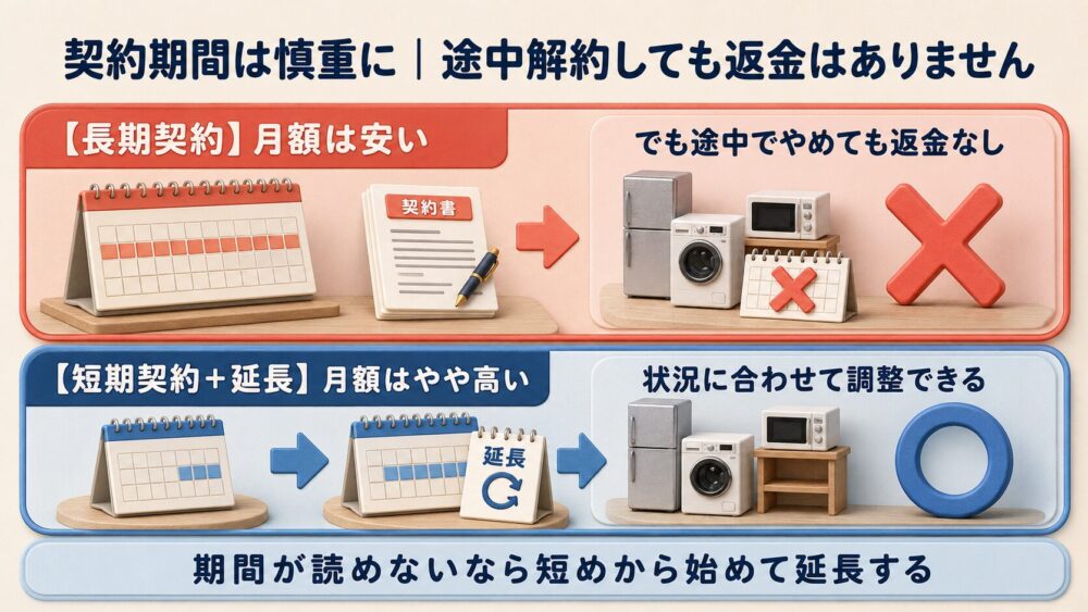 契約期間の選び方 途中解約しても返金はないため期間は慎重に選ぶ