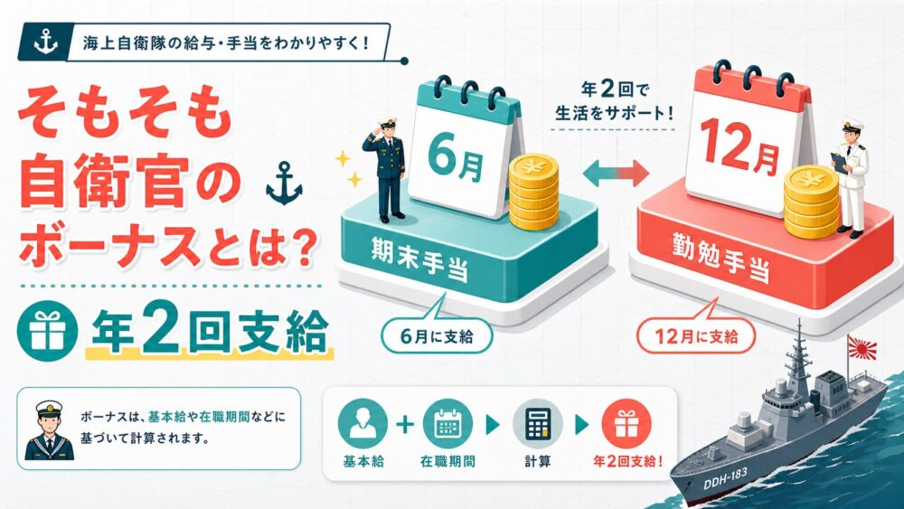 自衛官のボーナス支給時期を示すイメージ
