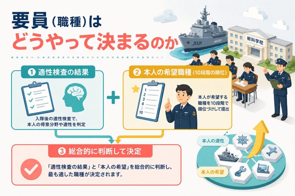 海上自衛隊の要員決めは適性検査と希望で決まる