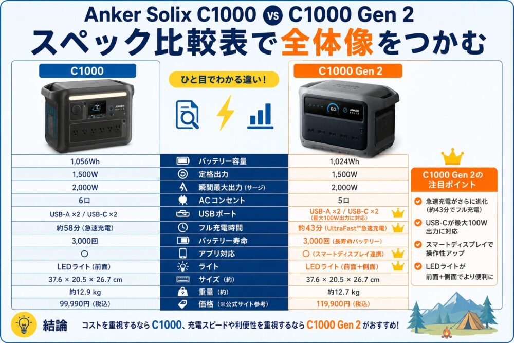 スペック比較表で全体像をつかむ