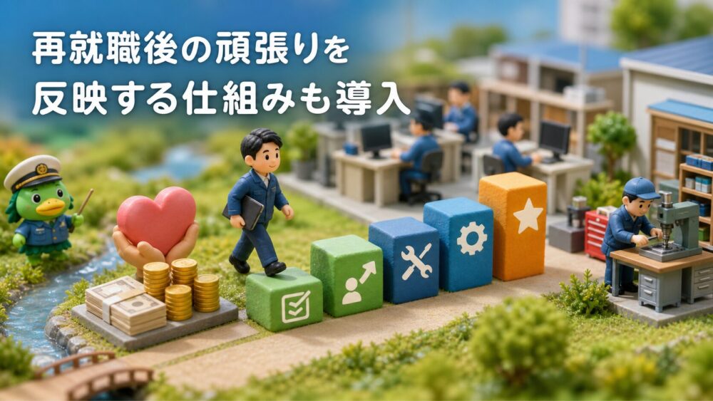 再就職後の頑張りを反映する仕組みを箱庭風に解説するかっぱ隊長
