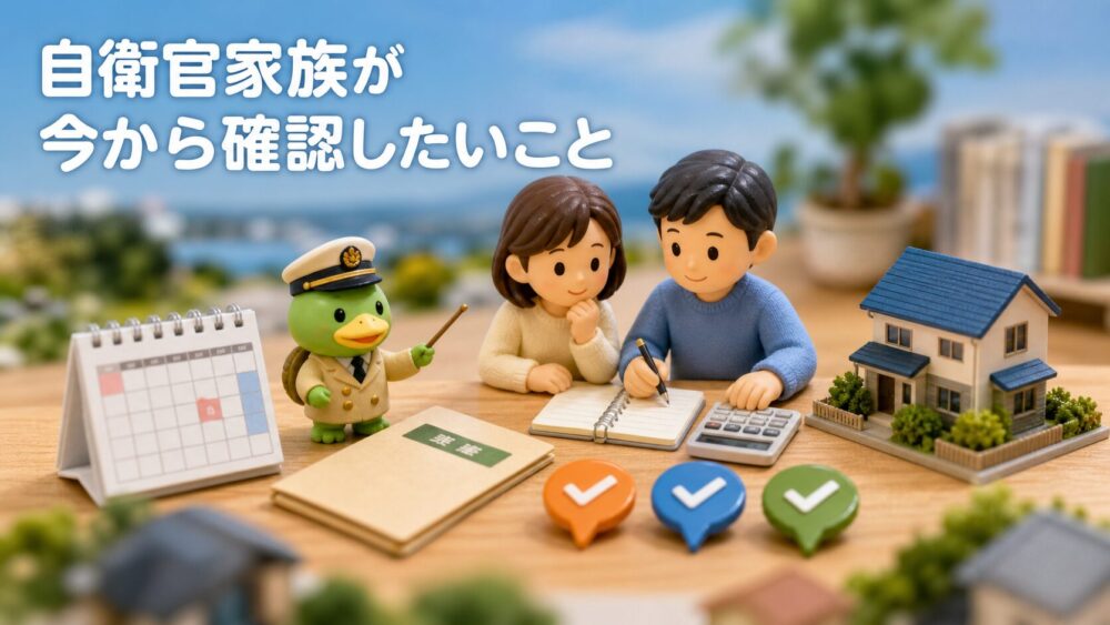 自衛官家族が定年前に確認したい項目を箱庭風に示すかっぱ隊長