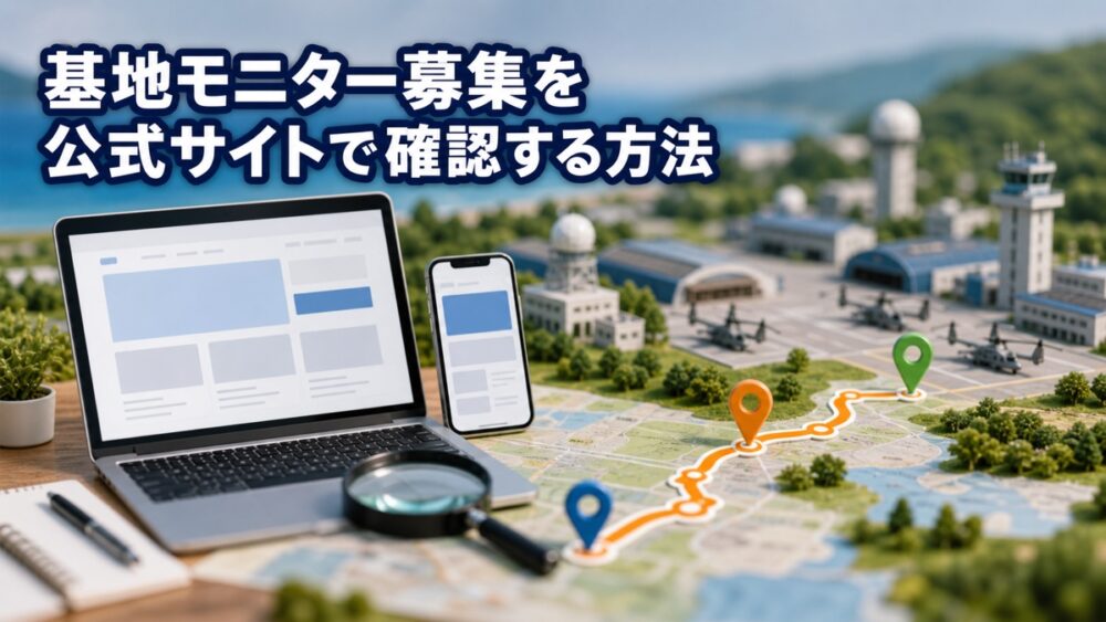 基地モニター募集を公式サイトで探す方法のイメージ