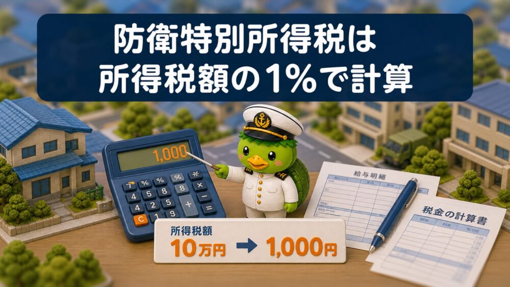 防衛特別所得税は所得税額の1％で計算