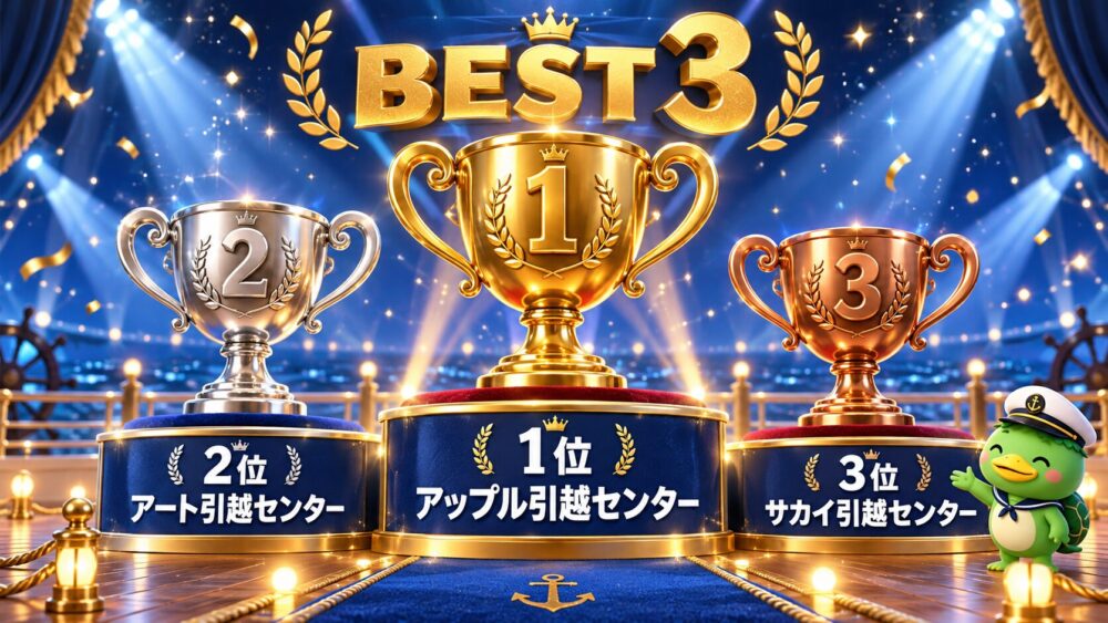 アップル・アート・サカイの引越し業者ランキングを示すイラスト