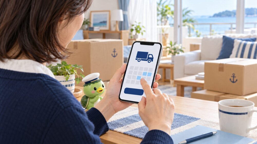 スマートフォンで引越し予約を確認するイメージ