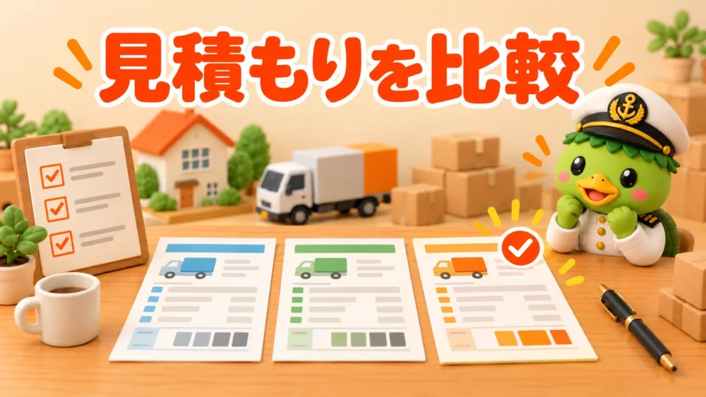 同じ条件で3社の引越し見積もりを比較するかっぱ隊長