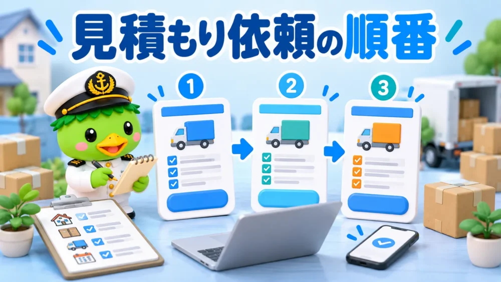 引越し見積もり依頼の順番を示すイラスト