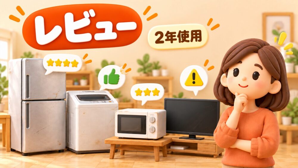 【レビュー】中古家電4点を2年使った感想